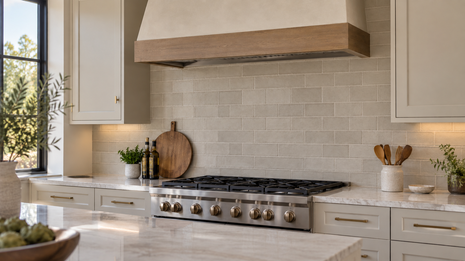 Contemporary kitchen backsplash tile installation in Irvine