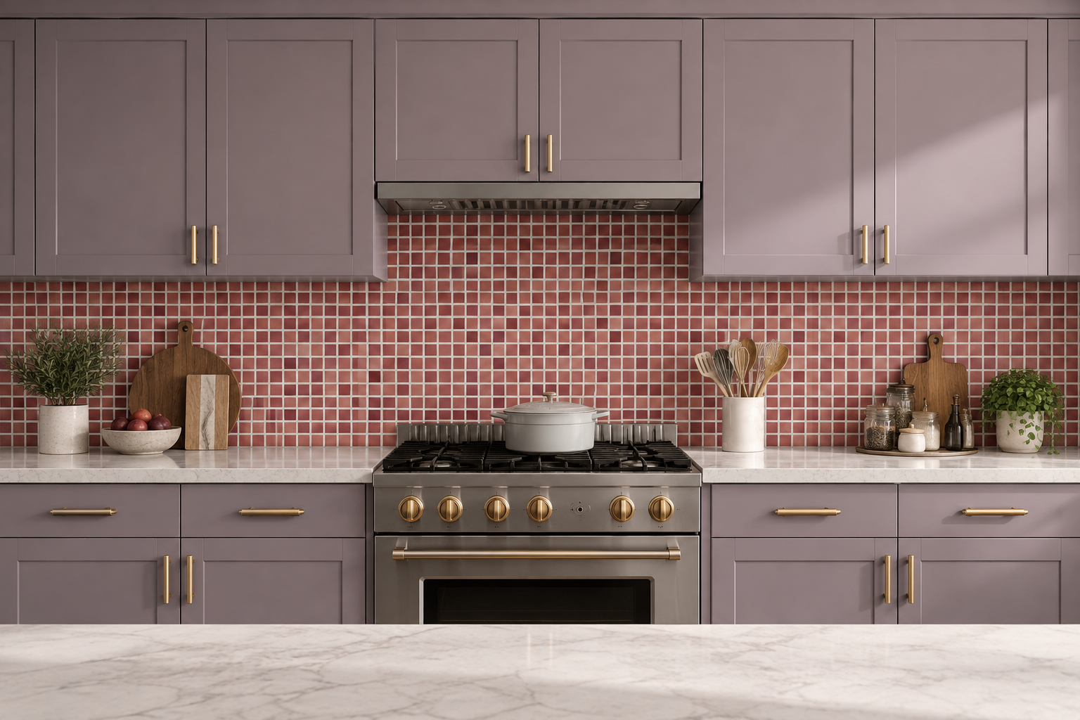 Decorative mosaic kitchen backsplash tile installation in Irvine