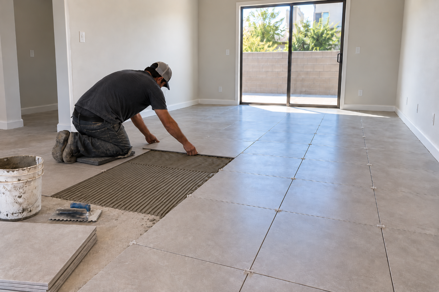 Rental property tile installation in Irvine during a vacant-unit turnover