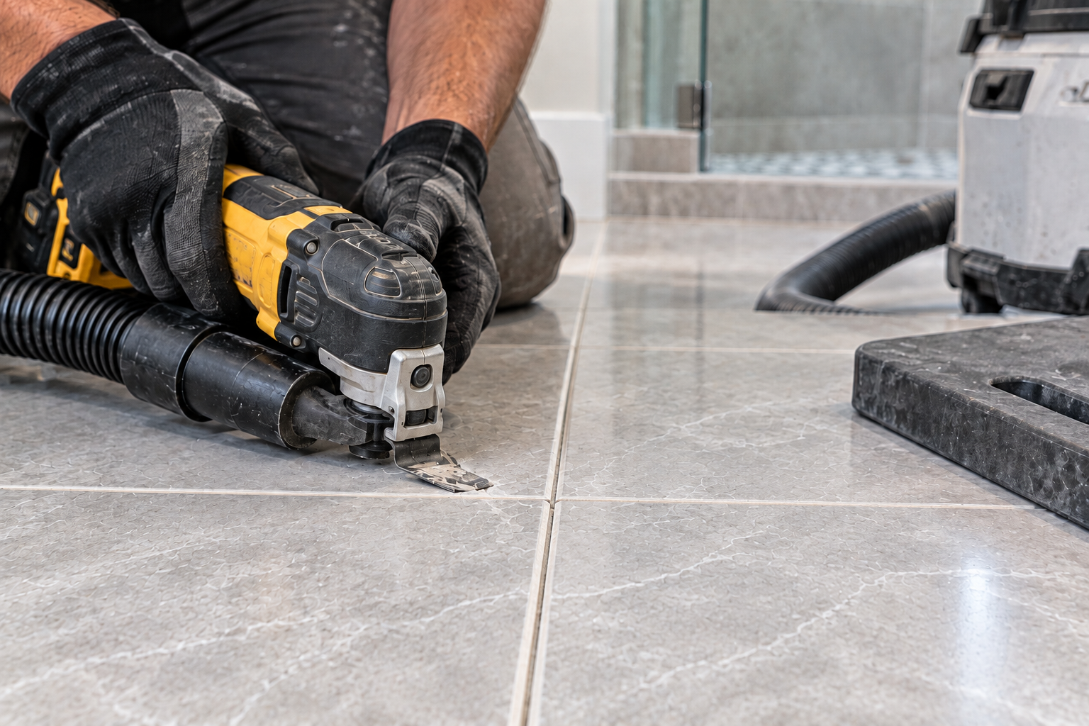 Tile repair Irvine CA with professional grout removal and regrouting